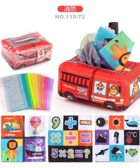 Multi-Functional Tissue Box Cloth Book - Interactive Soft Book & Storage Box for Kids | Early Learning Toy for 6-36 Months