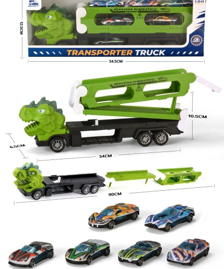 Dinosaur Storage Cart with Tracks - Rolling Toy Organizer & Race Track Set | Interactive Dino Play for Ages 3-8