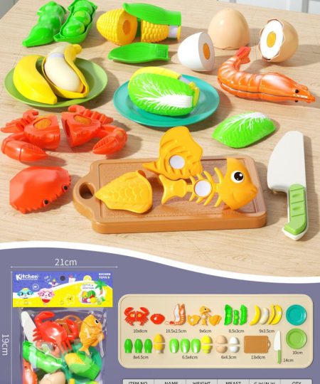 Interactive Slicing Play Set - Wooden/Fruit & Vegetable Cutting Toy with Magnetic Pieces | Fine Motor Skill Toy for Toddlers (18M-4Y)